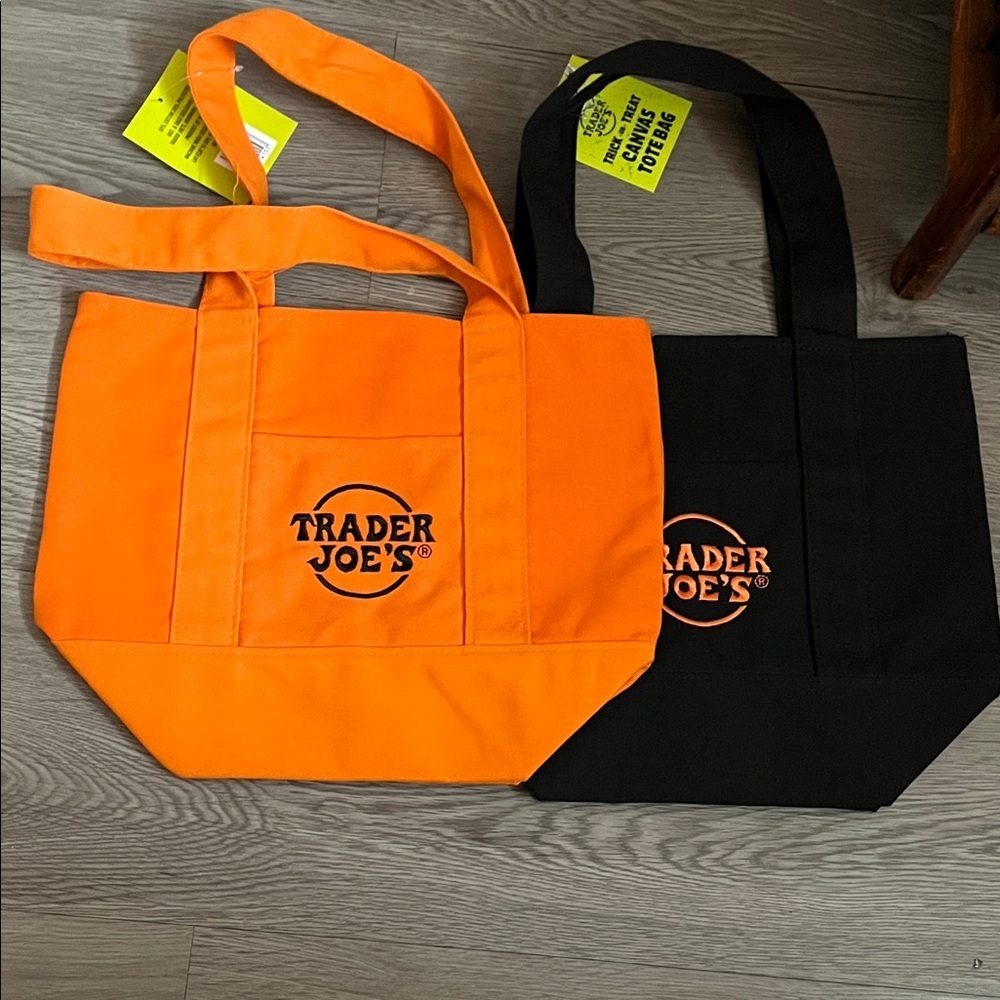 Trader Joe's Orange and Black Tote Bags